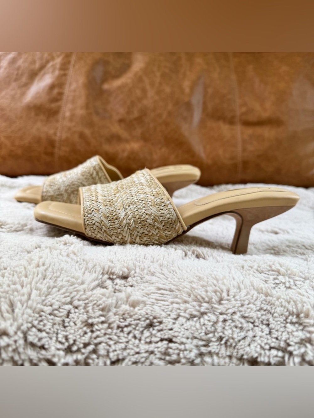 SARTO by Franco Sarto Square Toe Sandals in Natural Size 6.5